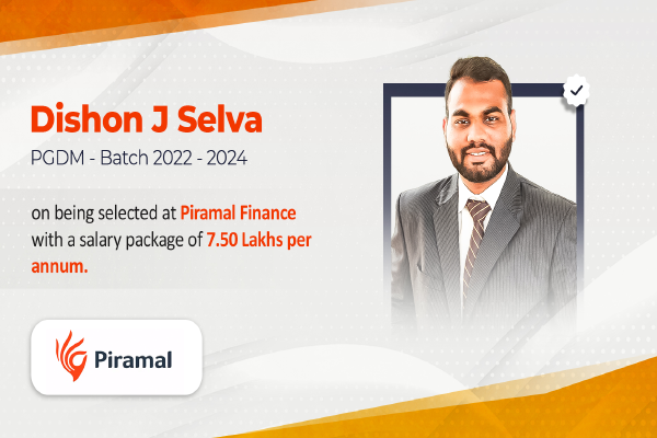 Dishon J Selva Piramal Finance   Placement